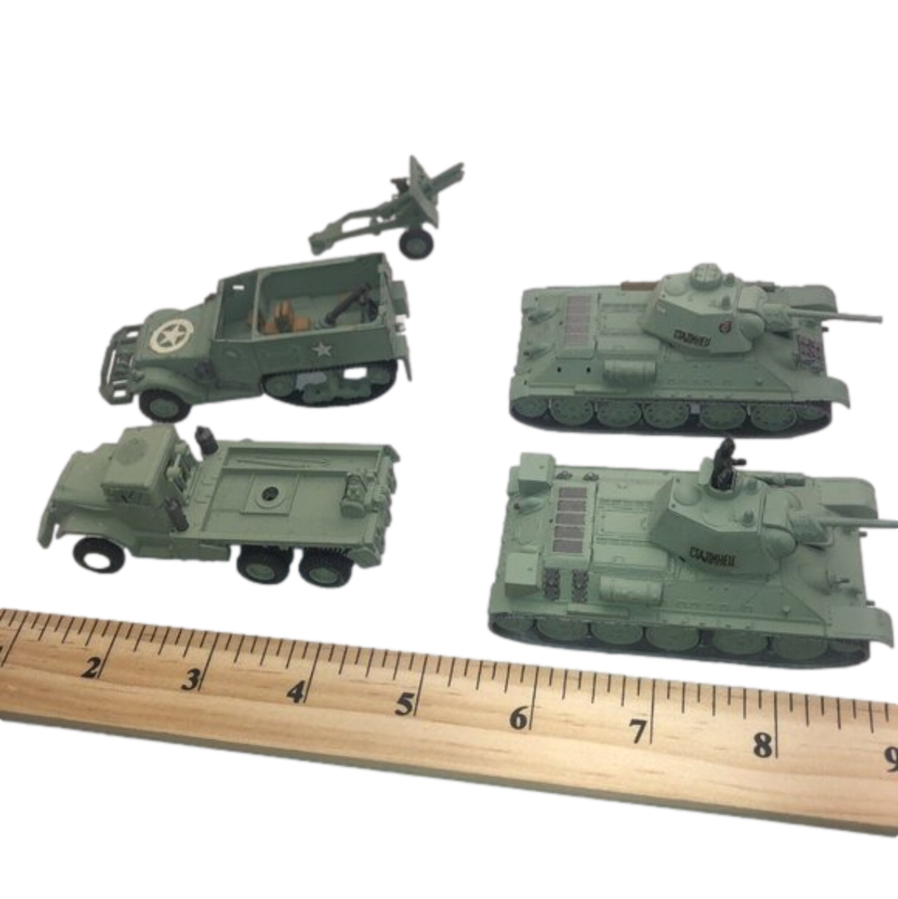 Vintage Airfix Model WWII US Army Vehicles 5 Piece Lot Missing Winch For Truck